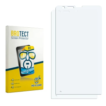 Parte frontal de un envase de producto con el logotipo de la marca BROTECT. Al lado está el protector de pantalla correspondie