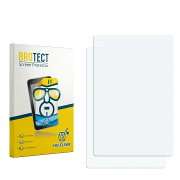 Parte frontal de un envase de producto con el logotipo de la marca BROTECT. Al lado está el protector de pantalla correspondie