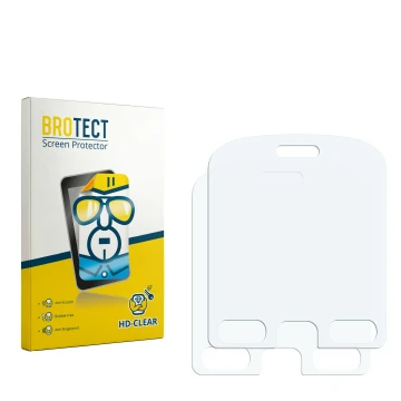 Parte frontal de un envase de producto con el logotipo de la marca BROTECT. Al lado está el protector de pantalla correspondie