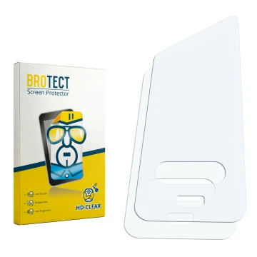 Parte frontal de un envase de producto con el logotipo de la marca BROTECT. Al lado está el protector de pantalla correspondie