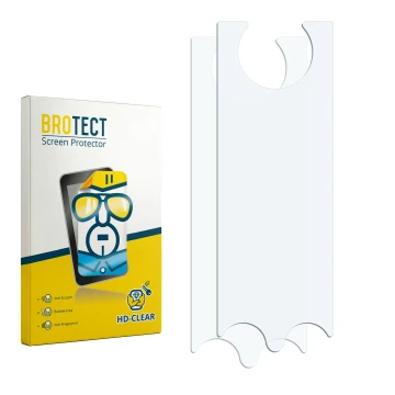 Parte frontal de un envase de producto con el logotipo de la marca BROTECT. Al lado está el protector de pantalla correspondie