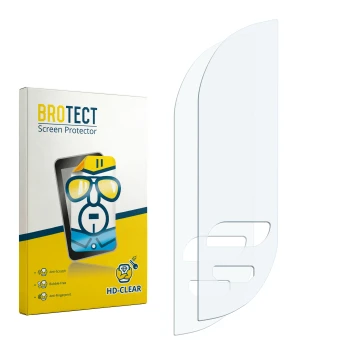 Parte frontal de un envase de producto con el logotipo de la marca BROTECT. Al lado está el protector de pantalla correspondie