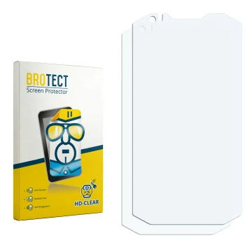 Parte frontal de un envase de producto con el logotipo de la marca BROTECT. Al lado está el protector de pantalla correspondie