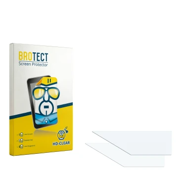 Parte frontal de un envase de producto con el logotipo de la marca BROTECT. Al lado está el protector de pantalla correspondie