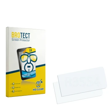 Parte frontal de un envase de producto con el logotipo de la marca BROTECT. Al lado está el protector de pantalla correspondie