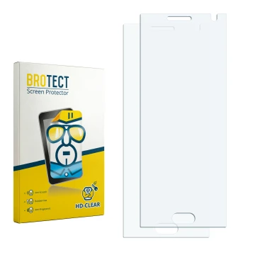 Parte frontal de un envase de producto con el logotipo de la marca BROTECT. Al lado está el protector de pantalla correspondie