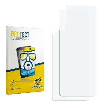 Parte frontal de un envase de producto con el logotipo de la marca BROTECT. Al lado está el protector de pantalla correspondie