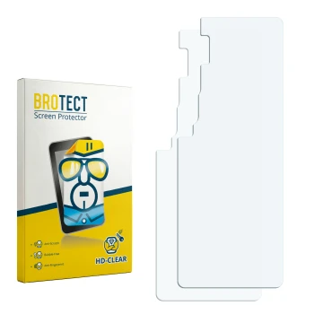 Parte frontal de un envase de producto con el logotipo de la marca BROTECT. Al lado está el protector de pantalla correspondie