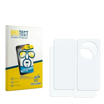 Parte frontal de un envase de producto con el logotipo de la marca BROTECT. Al lado está el protector de pantalla correspondie