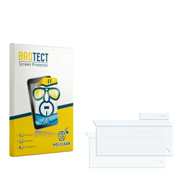 Parte frontal de un envase de producto con el logotipo de la marca BROTECT. Al lado está el protector de pantalla correspondie