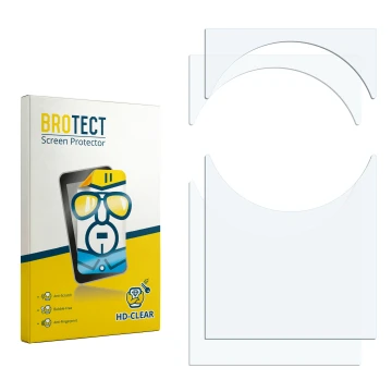 Parte frontal de un envase de producto con el logotipo de la marca BROTECT. Al lado está el protector de pantalla correspondie