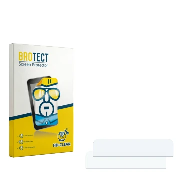 Parte frontal de un envase de producto con el logotipo de la marca BROTECT. Al lado está el protector de pantalla correspondie