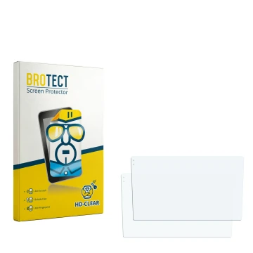 Parte frontal de un envase de producto con el logotipo de la marca BROTECT. Al lado está el protector de pantalla correspondie