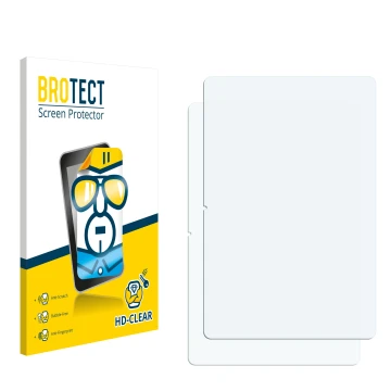 Parte frontal de un envase de producto con el logotipo de la marca BROTECT. Al lado está el protector de pantalla correspondie