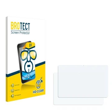 Parte frontal de un envase de producto con el logotipo de la marca BROTECT. Al lado está el protector de pantalla correspondie