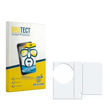 Parte frontal de un envase de producto con el logotipo de la marca BROTECT. Al lado está el protector de pantalla correspondie
