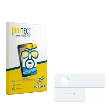 Parte frontal de un envase de producto con el logotipo de la marca BROTECT. Al lado está el protector de pantalla correspondie