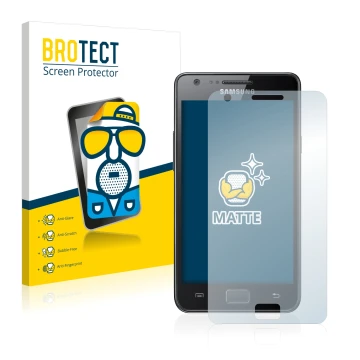 Parte frontal de un envase de producto con el logotipo de la marca BROTECT. Al lado se muestra el dispositivo Samsung Galaxy S
