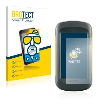Parte frontal de un envase de producto con el logotipo de la marca BROTECT. Al lado se muestra el dispositivo Garmin Montana 6