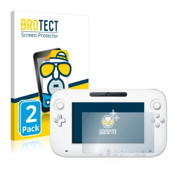 Parte frontal de un envase de producto con el logotipo de la marca BROTECT. Al lado se muestra el dispositivo Nintendo Wii U G