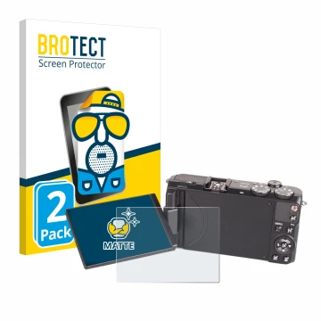 Parte frontal de un envase de producto con el logotipo de la marca BROTECT. Al lado se muestra el dispositivo Samsung EX2F con