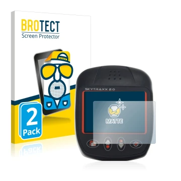 Parte frontal de un envase de producto con el logotipo de la marca BROTECT. Al lado se muestra el dispositivo Skytraxx 2.0 Var
