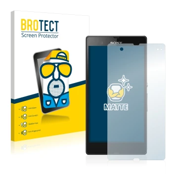 Parte frontal de un envase de producto con el logotipo de la marca BROTECT. Al lado se muestra el dispositivo Sony Xperia Z C6
