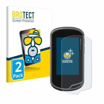 Parte frontal de un envase de producto con el logotipo de la marca BROTECT. Al lado se muestra el dispositivo Garmin Oregon 60