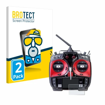 Parte frontal de un envase de producto con el logotipo de la marca BROTECT. Al lado se muestra el dispositivo Graupner MZ-24 c