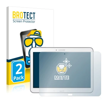 Parte frontal de un envase de producto con el logotipo de la marca BROTECT. Al lado se muestra el dispositivo Samsung Galaxy T