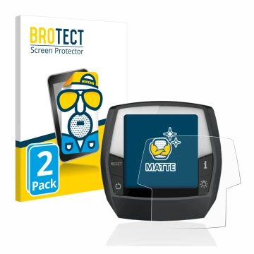 Parte frontal de un envase de producto con el logotipo de la marca BROTECT. Al lado se muestra el dispositivo Bosch Intuvia Pe