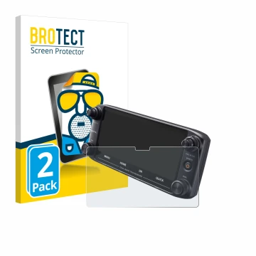 Parte frontal de un envase de producto con el logotipo de la marca BROTECT. Al lado se muestra el dispositivo Icom ID-5100 con