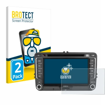 Parte frontal de un envase de producto con el logotipo de la marca BROTECT. Al lado se muestra el dispositivo Zenec E>Go 7