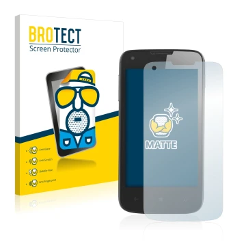 Parte frontal de un envase de producto con el logotipo de la marca BROTECT. Al lado se muestra el dispositivo Prestigio MultiP
