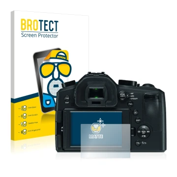Parte frontal de un envase de producto con el logotipo de la marca BROTECT. Al lado se muestra el dispositivo Leica V-LUX (Typ