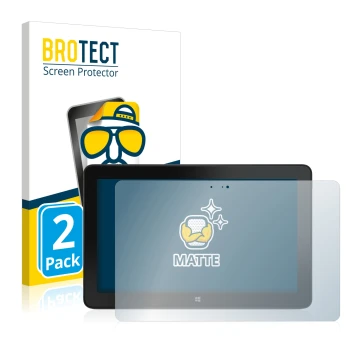Parte frontal de un envase de producto con el logotipo de la marca BROTECT. Al lado se muestra el dispositivo Dell Venue 11 Pr