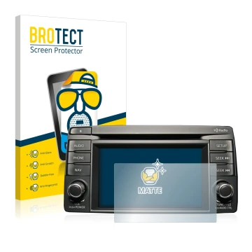 Parte frontal de un envase de producto con el logotipo de la marca BROTECT. Al lado se muestra el dispositivo Mazda CX-5 2012-