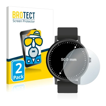 Parte frontal de un envase de producto con el logotipo de la marca BROTECT. Al lado se muestra el dispositivo Relojes (Circula