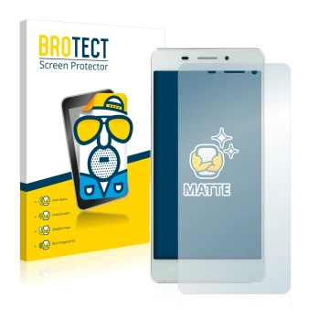 Parte frontal de un envase de producto con el logotipo de la marca BROTECT. Al lado se muestra el dispositivo Doogee Ibiza F2 