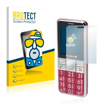 Parte frontal de un envase de producto con el logotipo de la marca BROTECT. Al lado se muestra el dispositivo Olympia Viva Plu