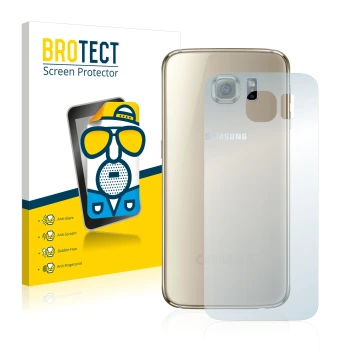 Parte frontal de un envase de producto con el logotipo de la marca BROTECT. Al lado se muestra el dispositivo Samsung SM-G920F