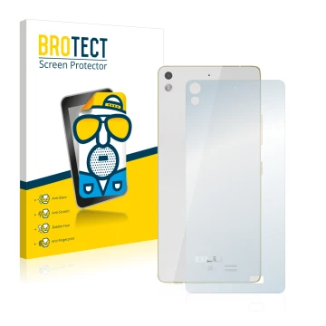 Parte frontal de un envase de producto con el logotipo de la marca BROTECT. Al lado se muestra el dispositivo BLU Vivo Air (Tr