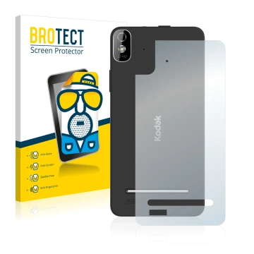 Parte frontal de un envase de producto con el logotipo de la marca BROTECT. Al lado se muestra el dispositivo Kodak IM5 Traser