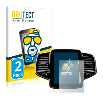 Parte frontal de un envase de producto con el logotipo de la marca BROTECT. Al lado se muestra el dispositivo Volvo XC90 Senus