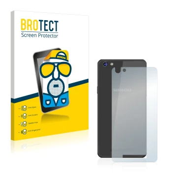 Parte frontal de un envase de producto con el logotipo de la marca BROTECT. Al lado se muestra el dispositivo Siswoo C50 Longb