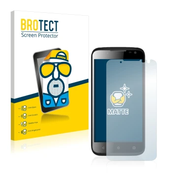Parte frontal de un envase de producto con el logotipo de la marca BROTECT. Al lado se muestra el dispositivo Yezz Andy 4.5EL 