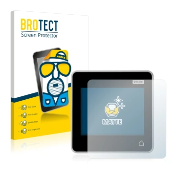 Parte frontal de un envase de producto con el logotipo de la marca BROTECT. Al lado se muestra el dispositivo Velux Integra Co