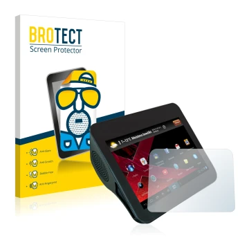 Parte frontal de un envase de producto con el logotipo de la marca BROTECT. Al lado se muestra el dispositivo Xoro HMT 360 con
