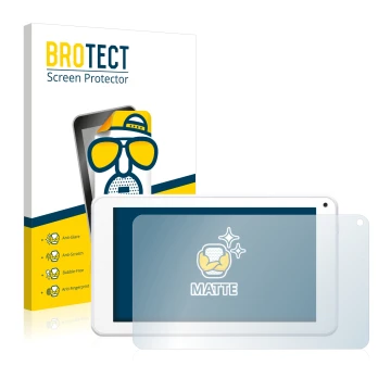 Parte frontal de un envase de producto con el logotipo de la marca BROTECT. Al lado se muestra el dispositivo BigBen Unity Tab