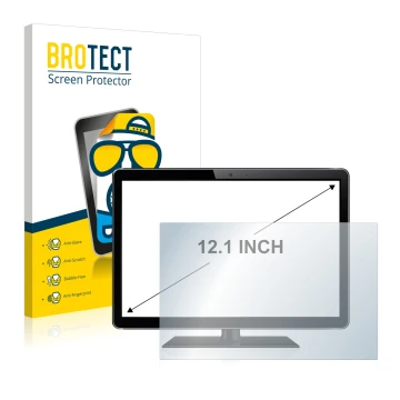Parte frontal de un envase de producto con el logotipo de la marca BROTECT. Al lado se muestra el dispositivo con su protector